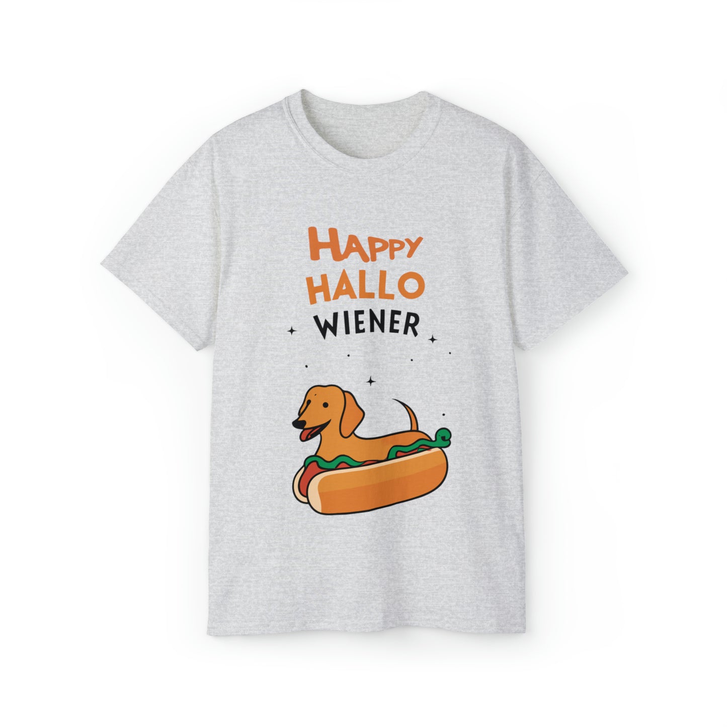 Cute Funny Happy Hallowiener Unisex Organic T-Shirt