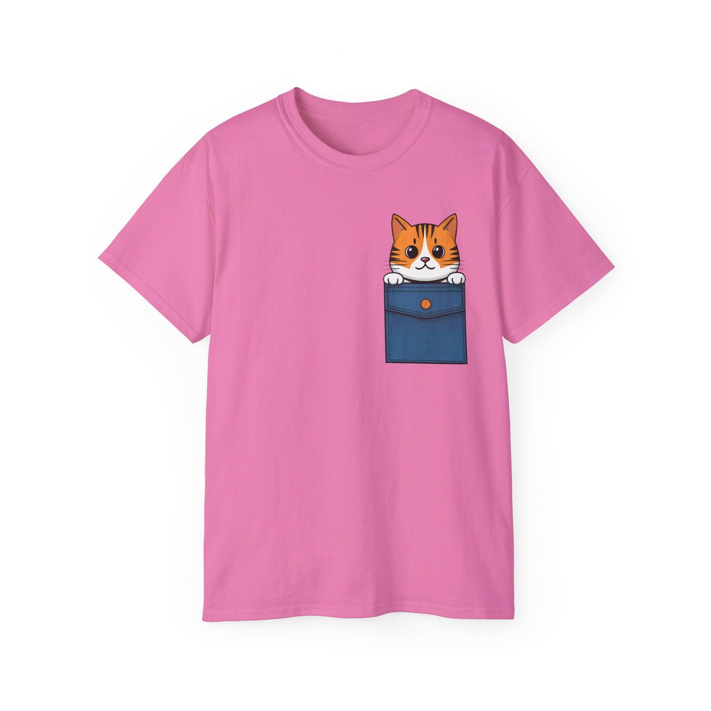 Cute Cartoon Cat in Pocket Unisex Organic T-Shirt