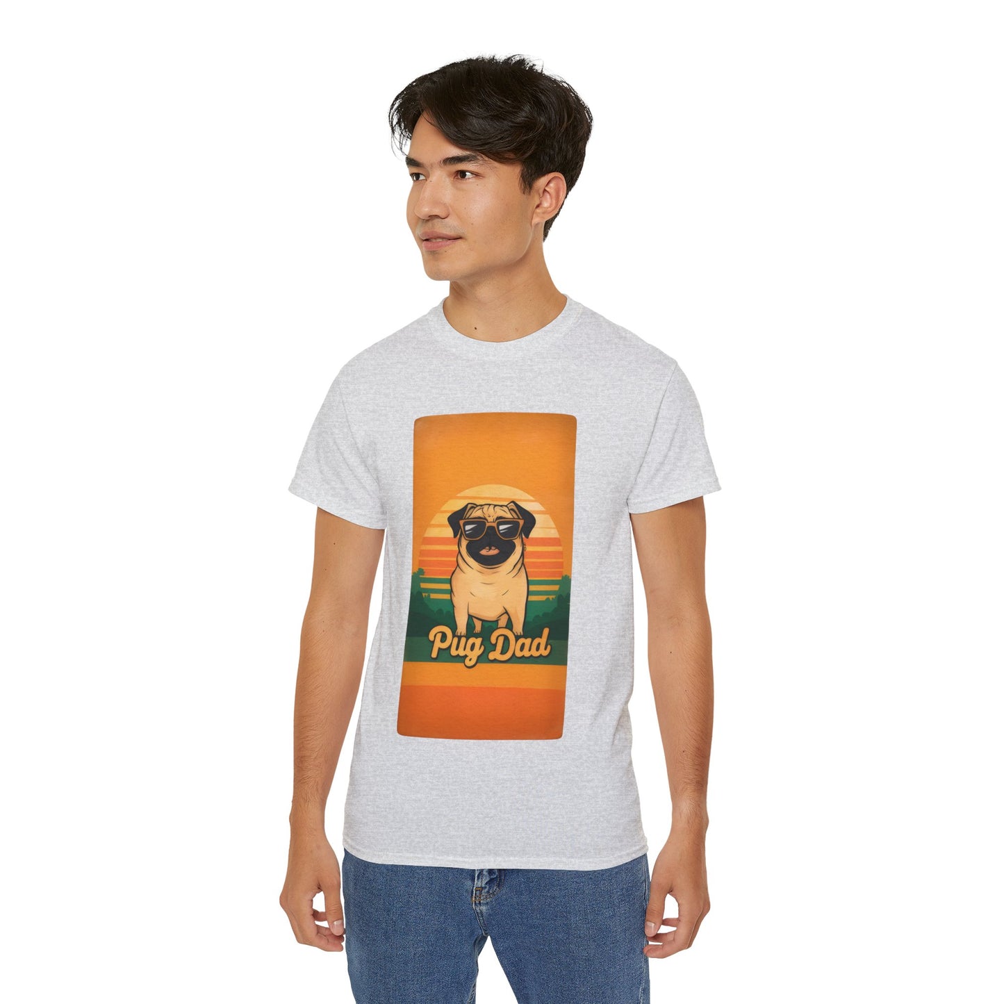 Cute Funny Pug Dad Unisex Organic T-Shirt