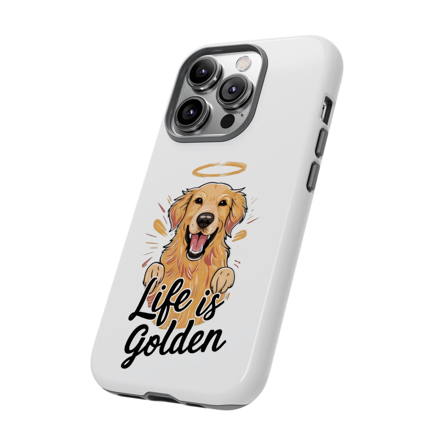 Cute Dog Cartoon Life is Golden iPhone Tough Cases