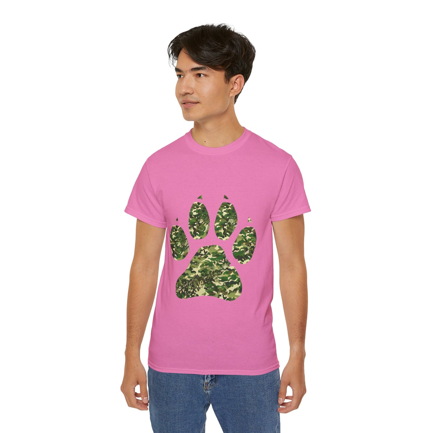 Cute Camouflage Paw Print Unisex Organic T-Shirt