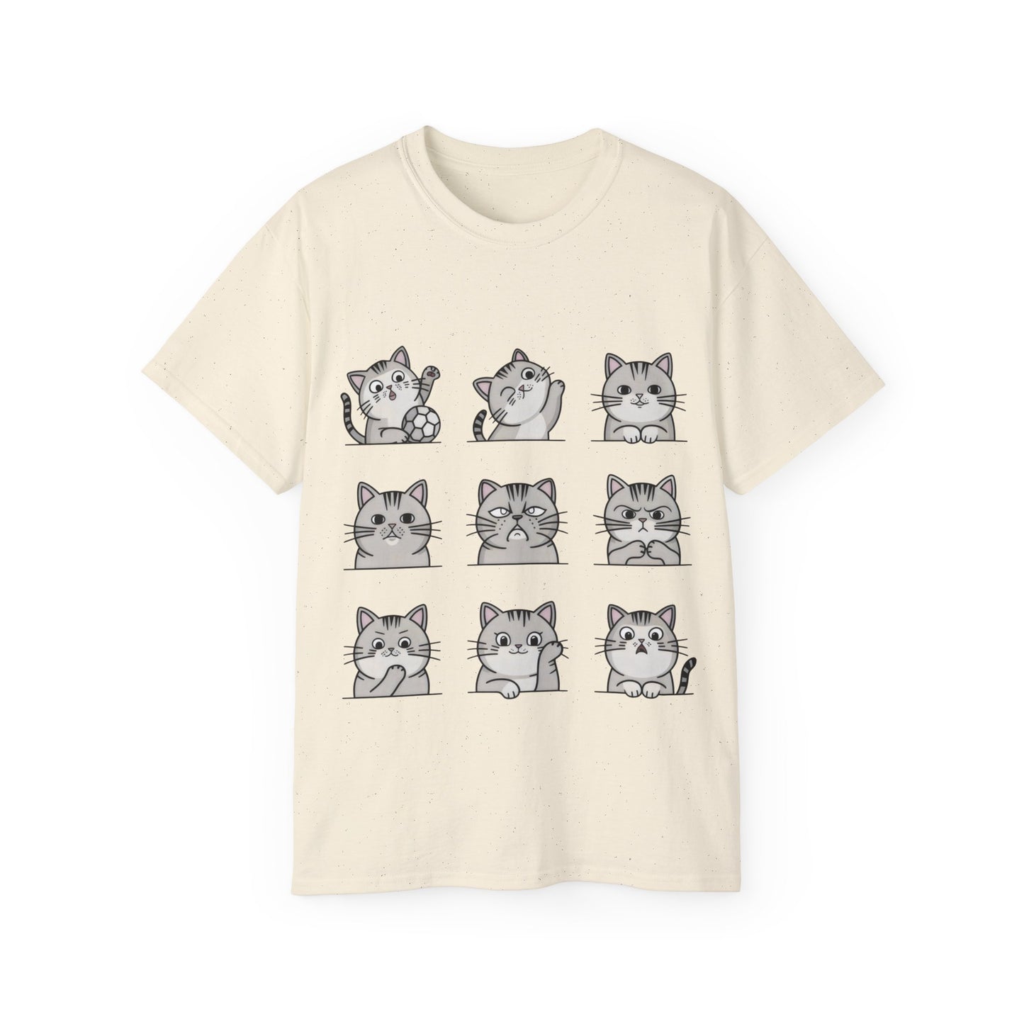 Nine Cute Cats Cartoon Organic T-Shirt