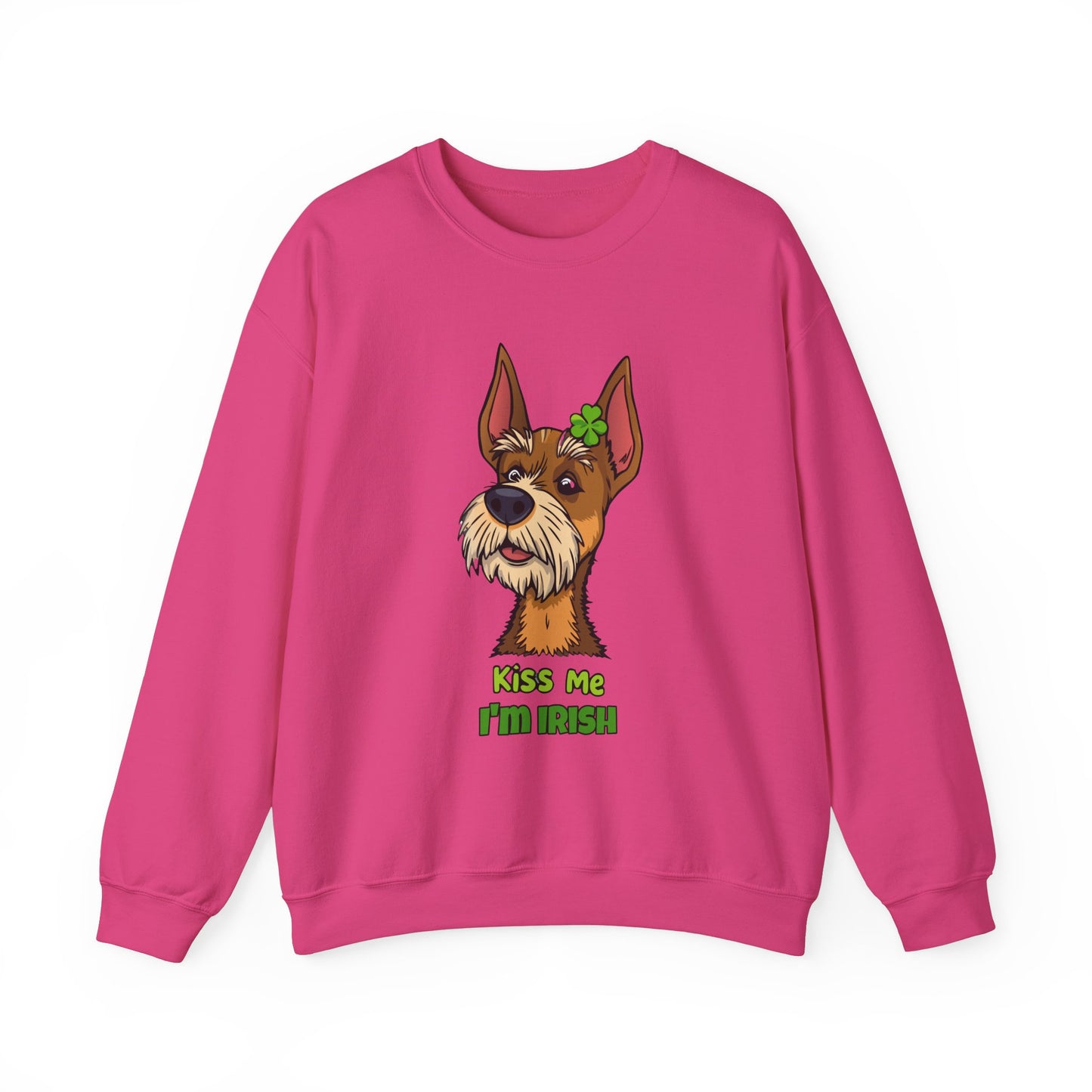 Cute Dog Cartoon Irish Terrier Kiss Me I'm Irish Meme Crewneck Sweatshirt