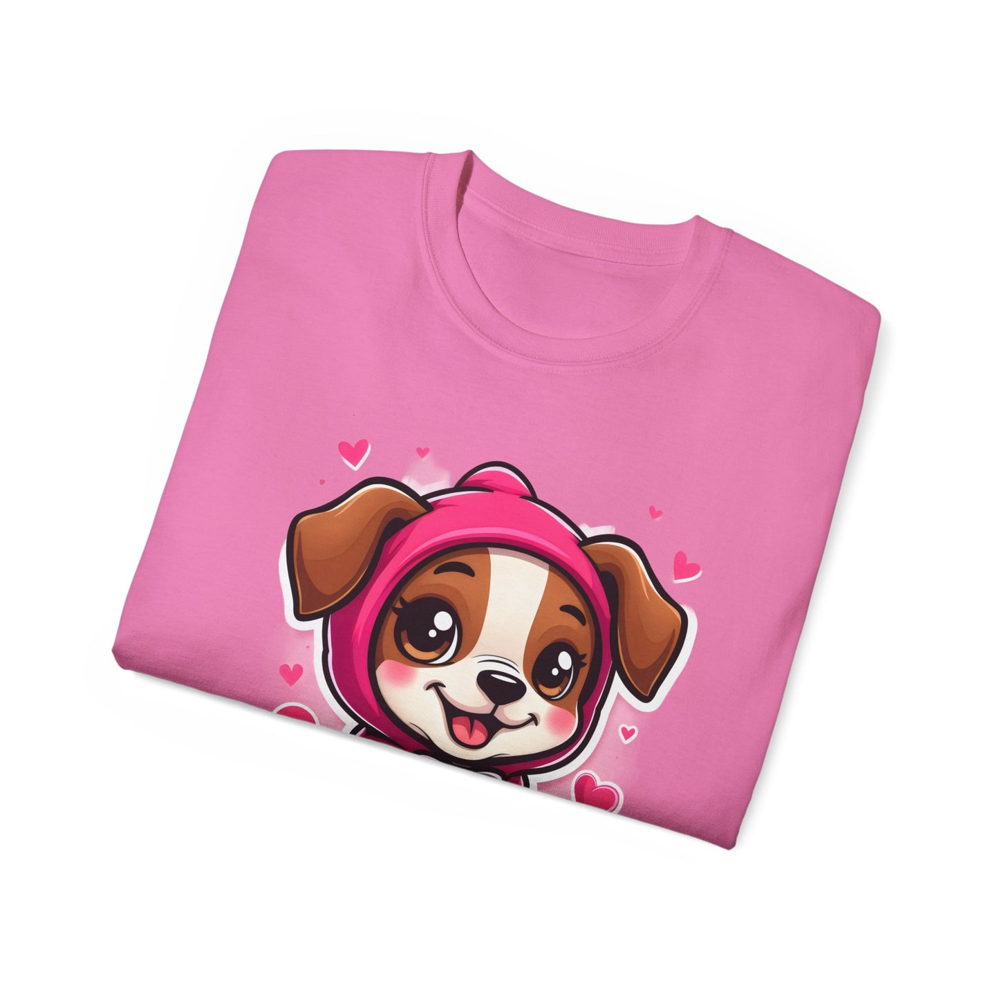 Cute Dog Cartoon In October We Wear Pink Unisex Organic T-Shirt