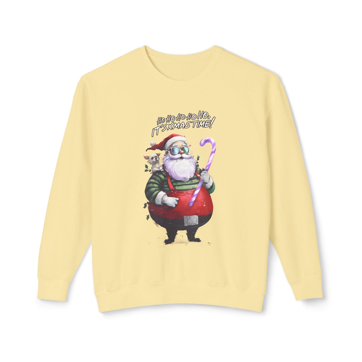 Cute Cartoon Santa and Dog Christmas Crewneck Sweatshirt