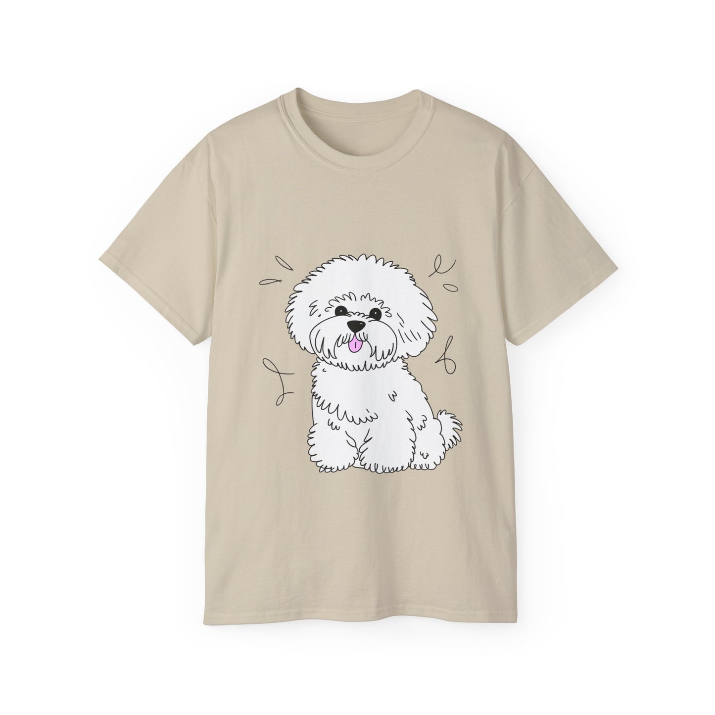 Cute Dog Cartoon Bichon Frise Poodle Unisex Organic T-Shirt