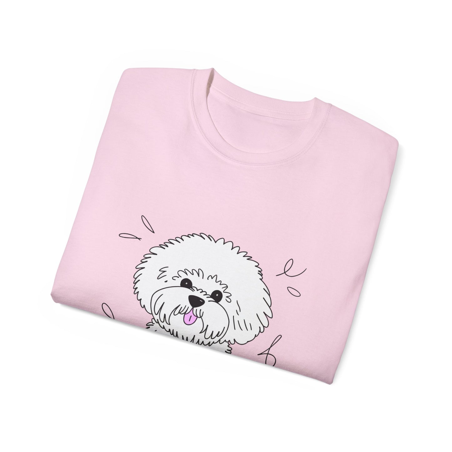 Cute Dog Cartoon Bichon Frise Poodle Unisex Organic T-Shirt