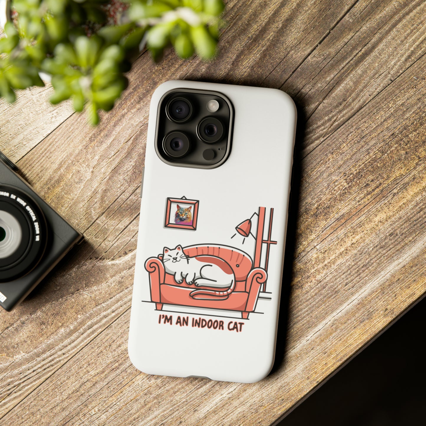 Cute Funny I'm an Indoor Cat Meme Cartoon iPhone Tough Cases