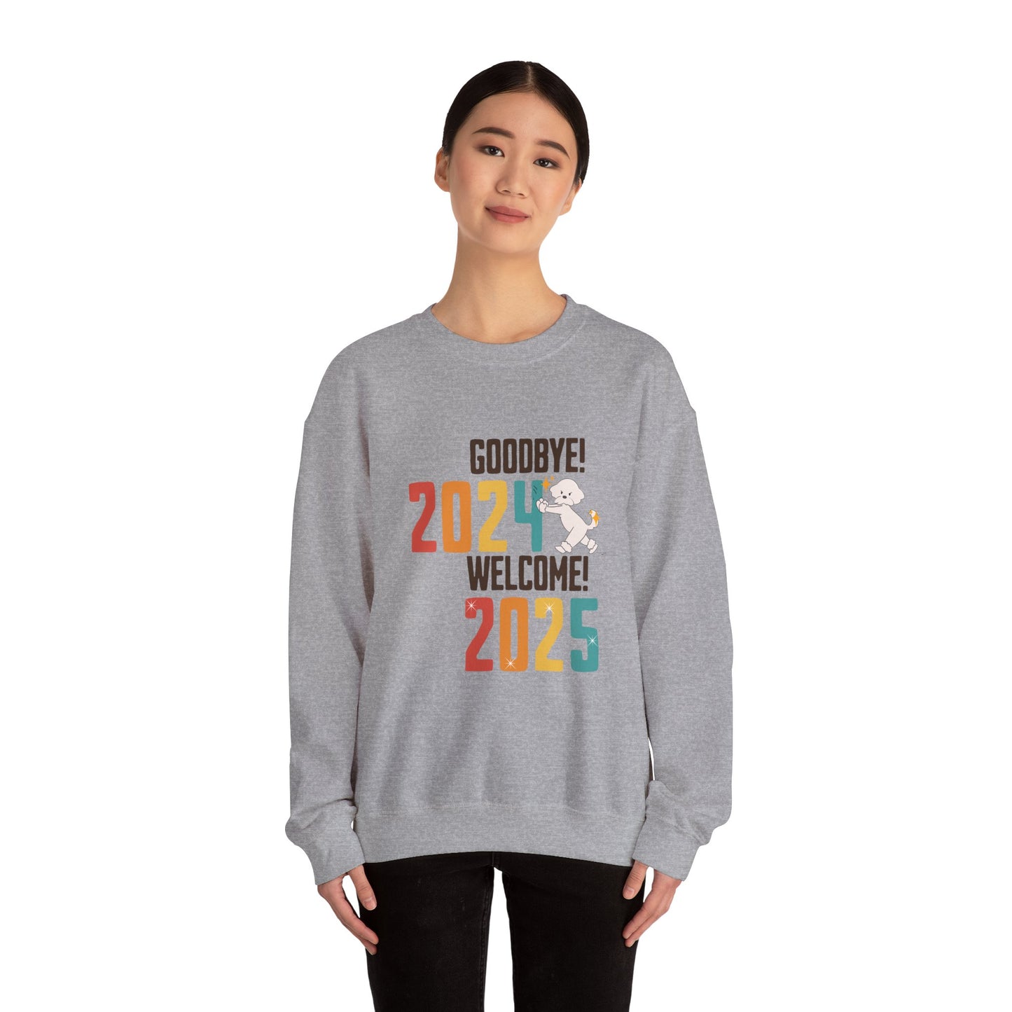 Cheeky Bichon Cute Funny Goodbye 2024 Welcome 2025 Unisex Crewneck Sweatshirt