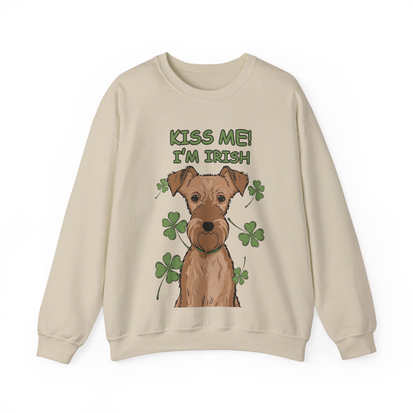 Cute Dog Cartoon St Patrick's Day Irish Terrier Crewneck Sweatshirt