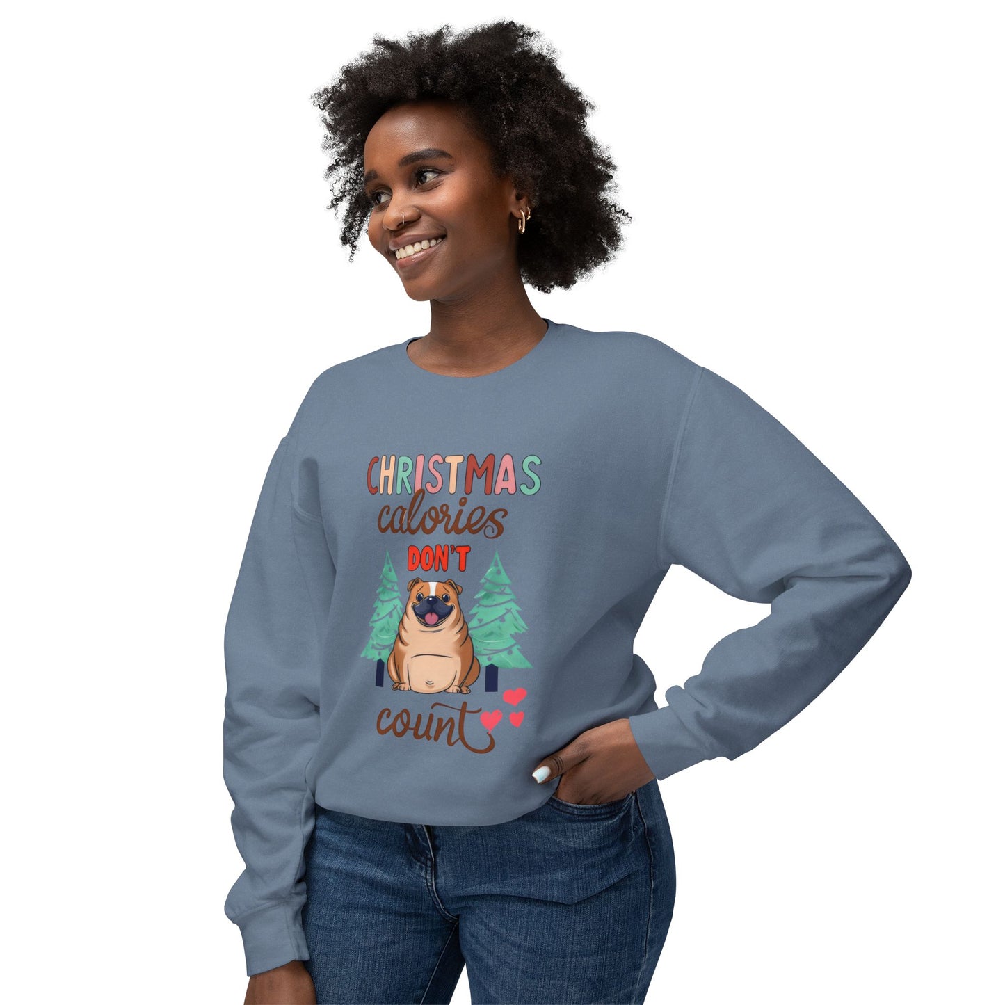 Cute Funny Meme Christmas Calories Don't Count Pug Lover Sweatshirt