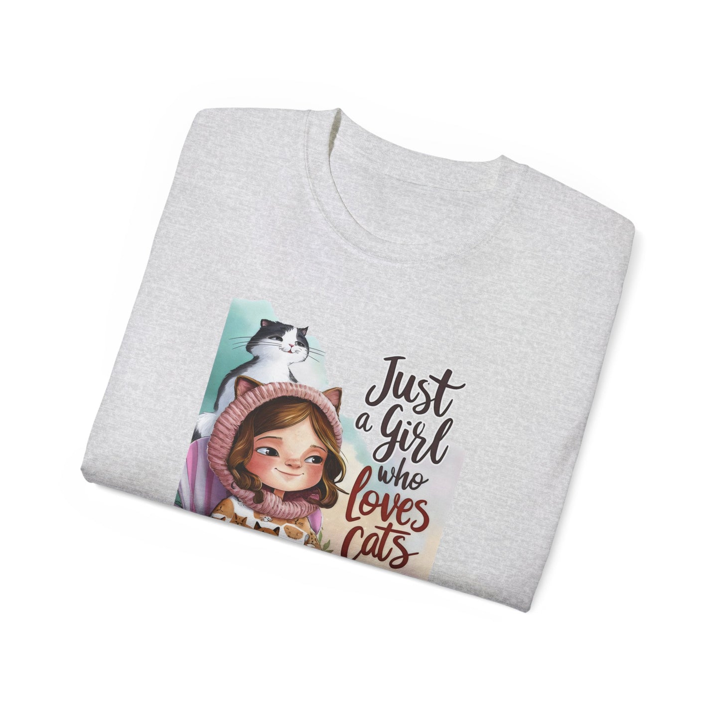 Cute Cartoon Just a Girl Who Loves Cats Organic T-Shirt