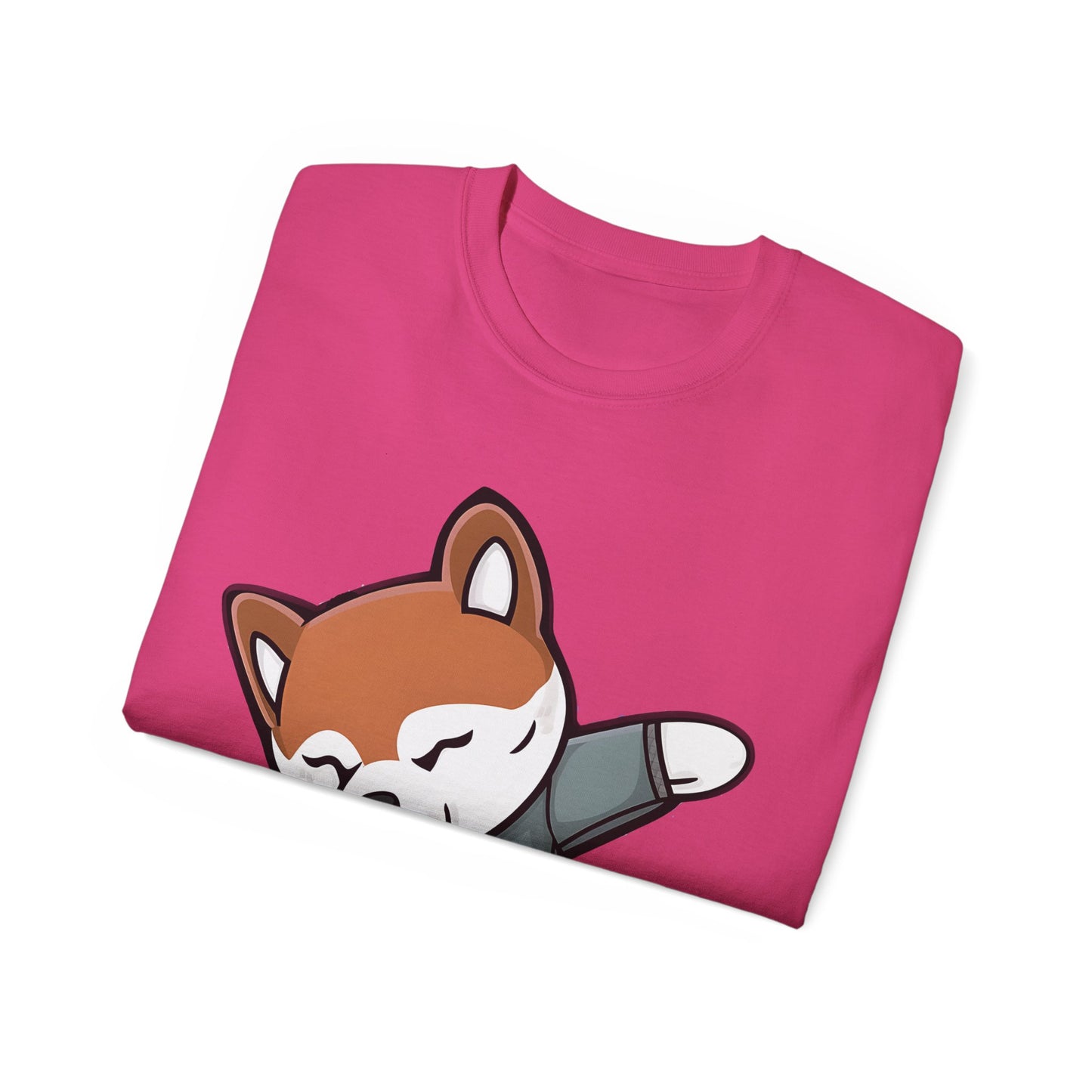 Cute Dog Cartoon Dabbing Shiba Unisex Organic T-Shirt