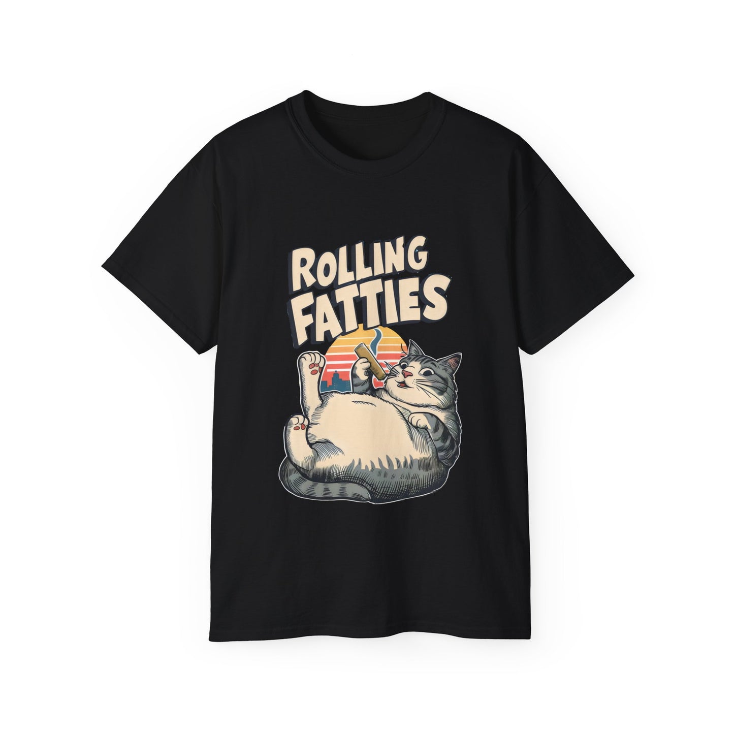 Cute Cat Cartoon Rolling Fatties Unisex Organic T-Shirt