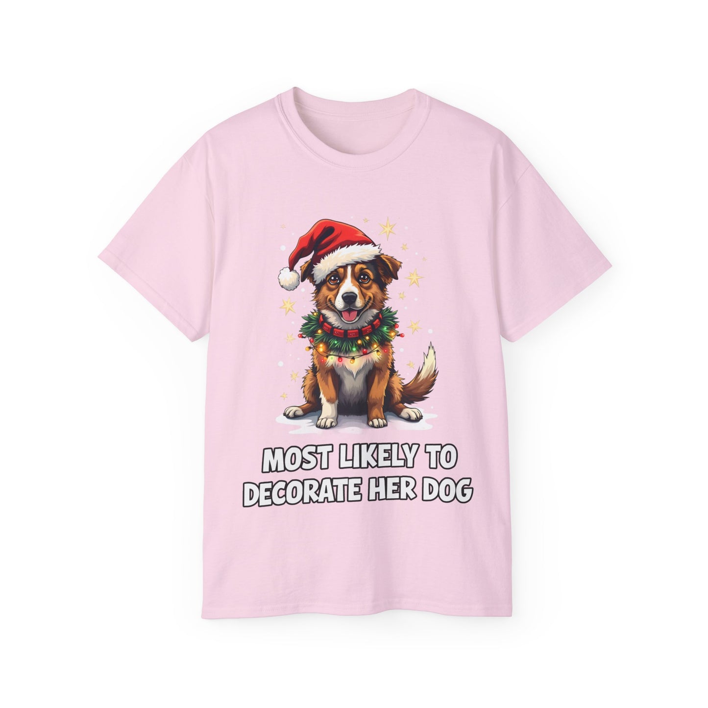 Cute Dog Cartoon Most Likely to Decorate Her Dog Jack Russell Terrier Unisex Organic T-Shirt