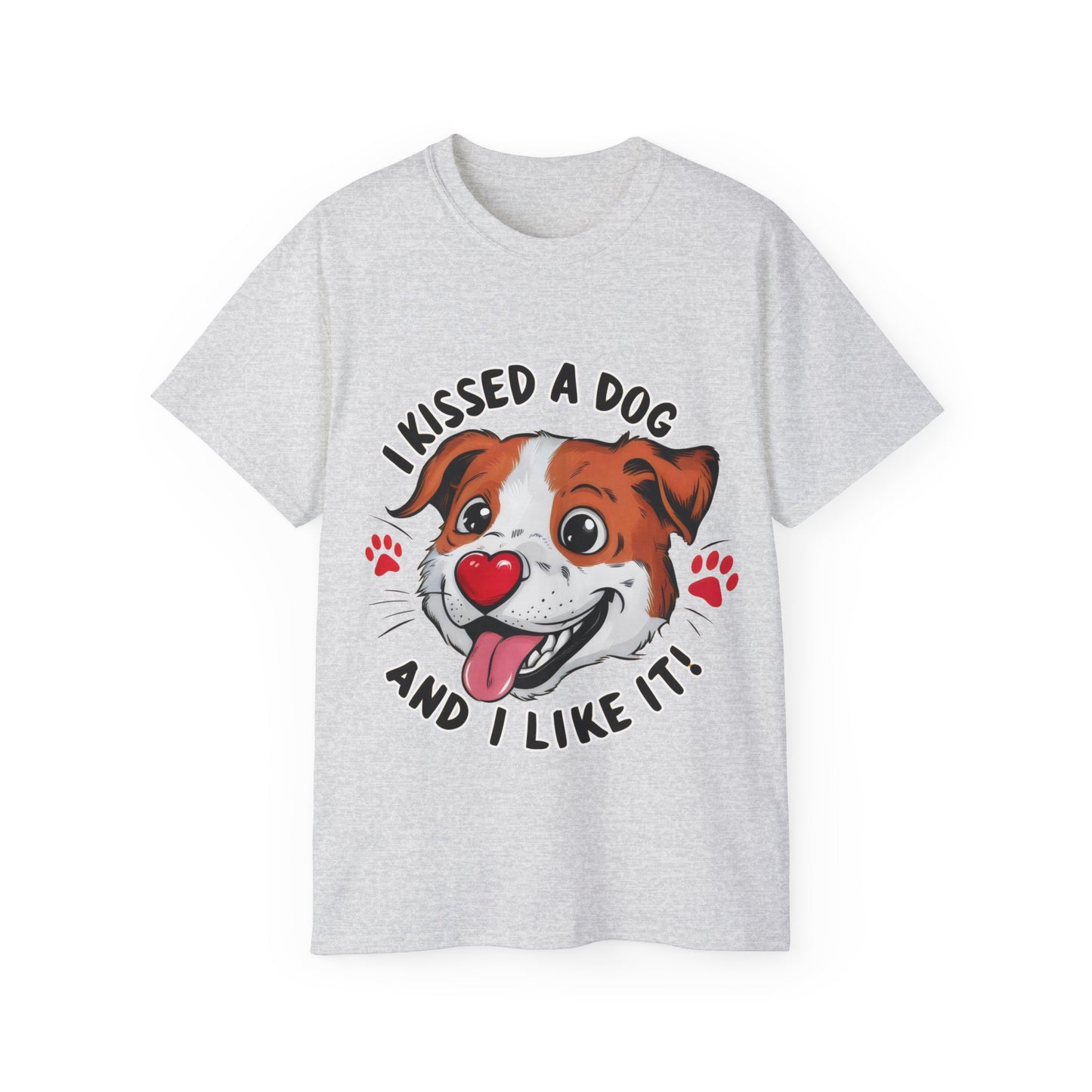 Cute Funny Cartoon I Kissed a Dog and I Like It Meme Unisex Organic T-Shirt