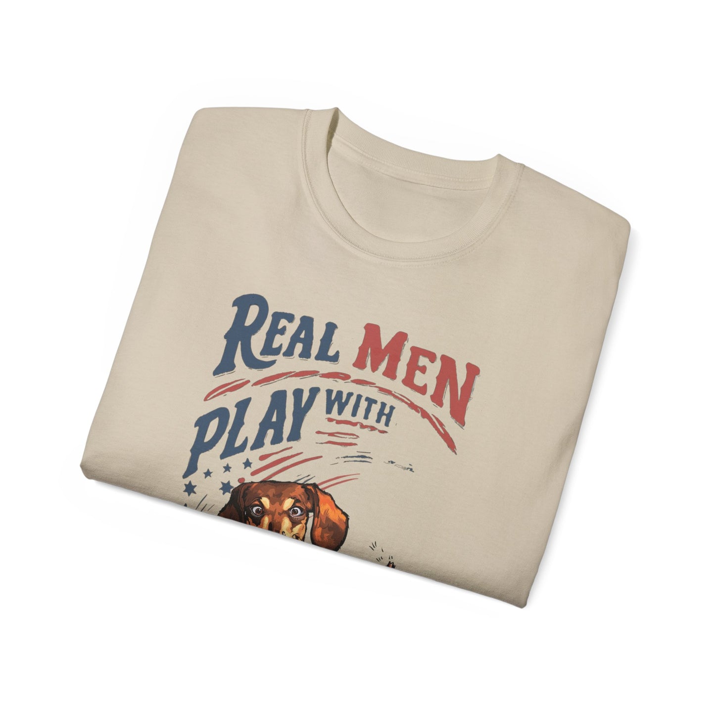 Cute Funny Real Men Play with Their Weiners Unisex Organic T-Shirt