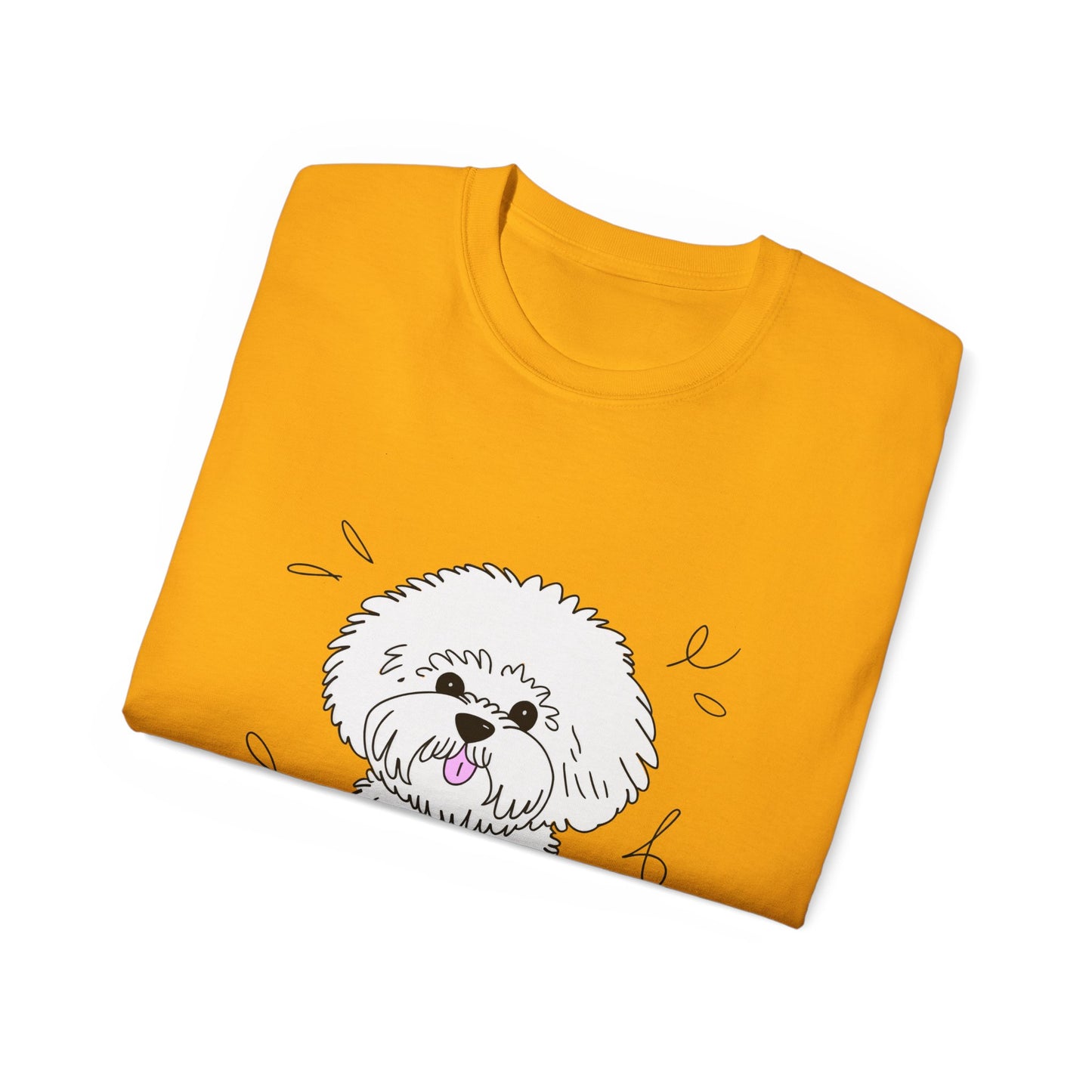 Cute Dog Cartoon Bichon Frise Poodle Unisex Organic T-Shirt