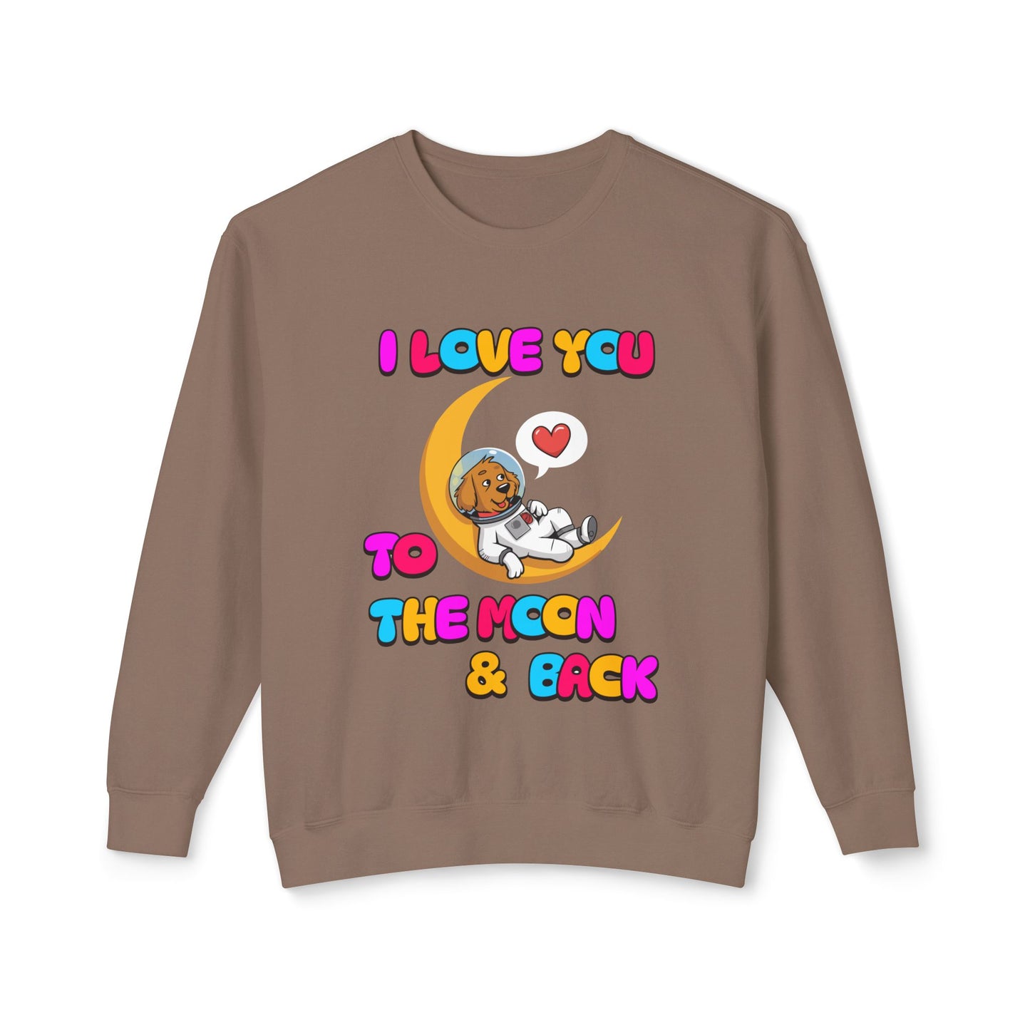 Dog Cartoon I Love You to the Moon and Back Valentine's Day Sweatshirt