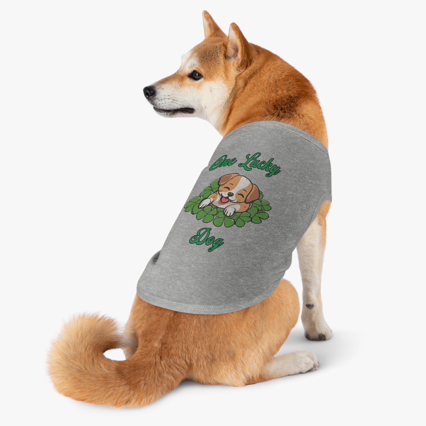 Cute St Patrick's Day One Lucky Dog Cartoon Pet Tank Top