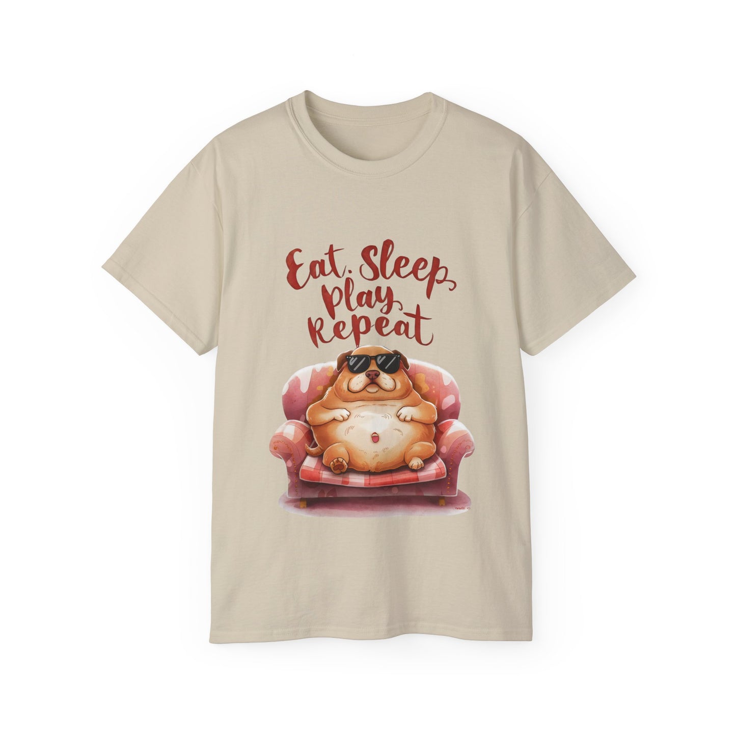 Cute Dog Cartoon Eat Sleep Play Repeat Meme Unisex Organic T-Shirt