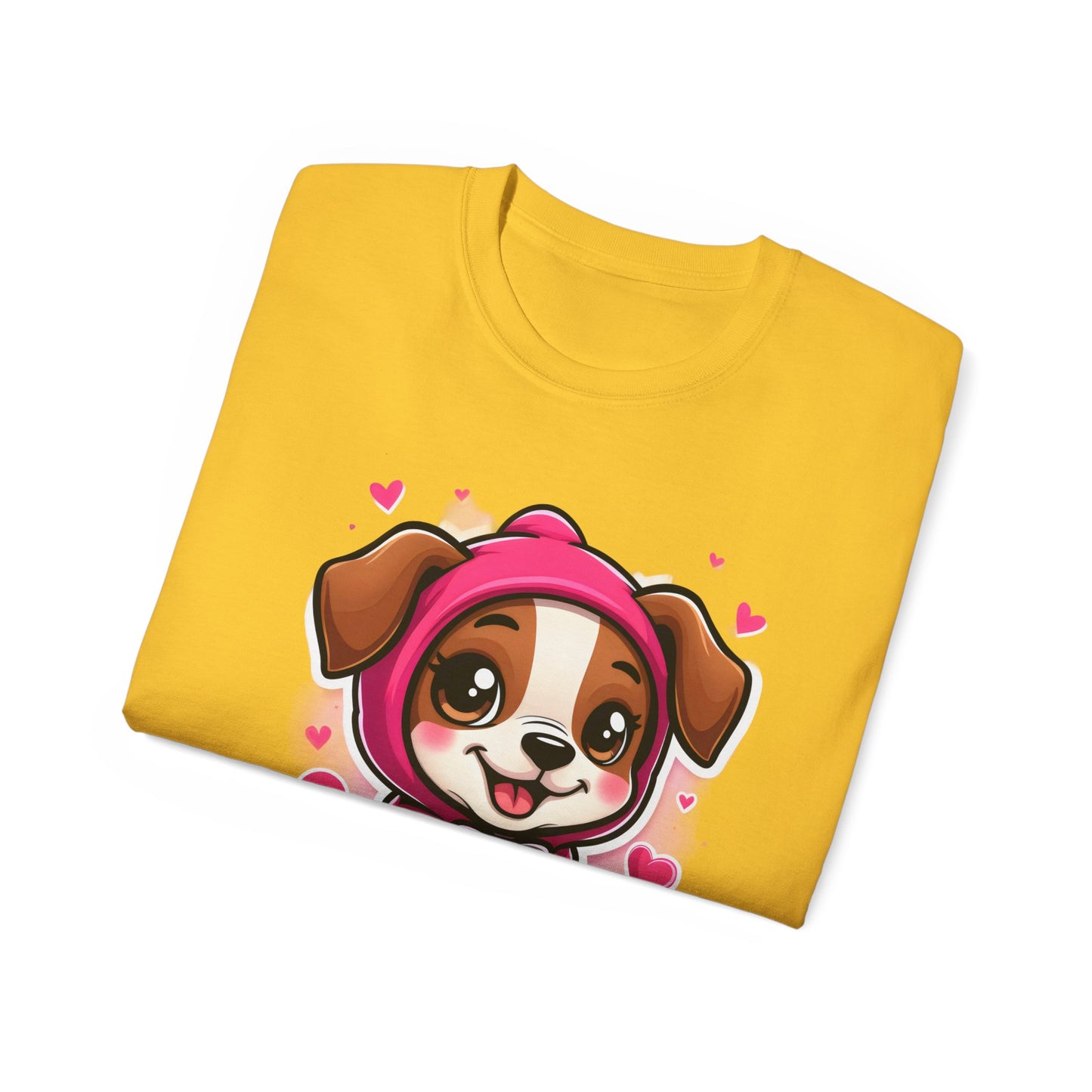 Cute Dog Cartoon In October We Wear Pink Unisex Organic T-Shirt