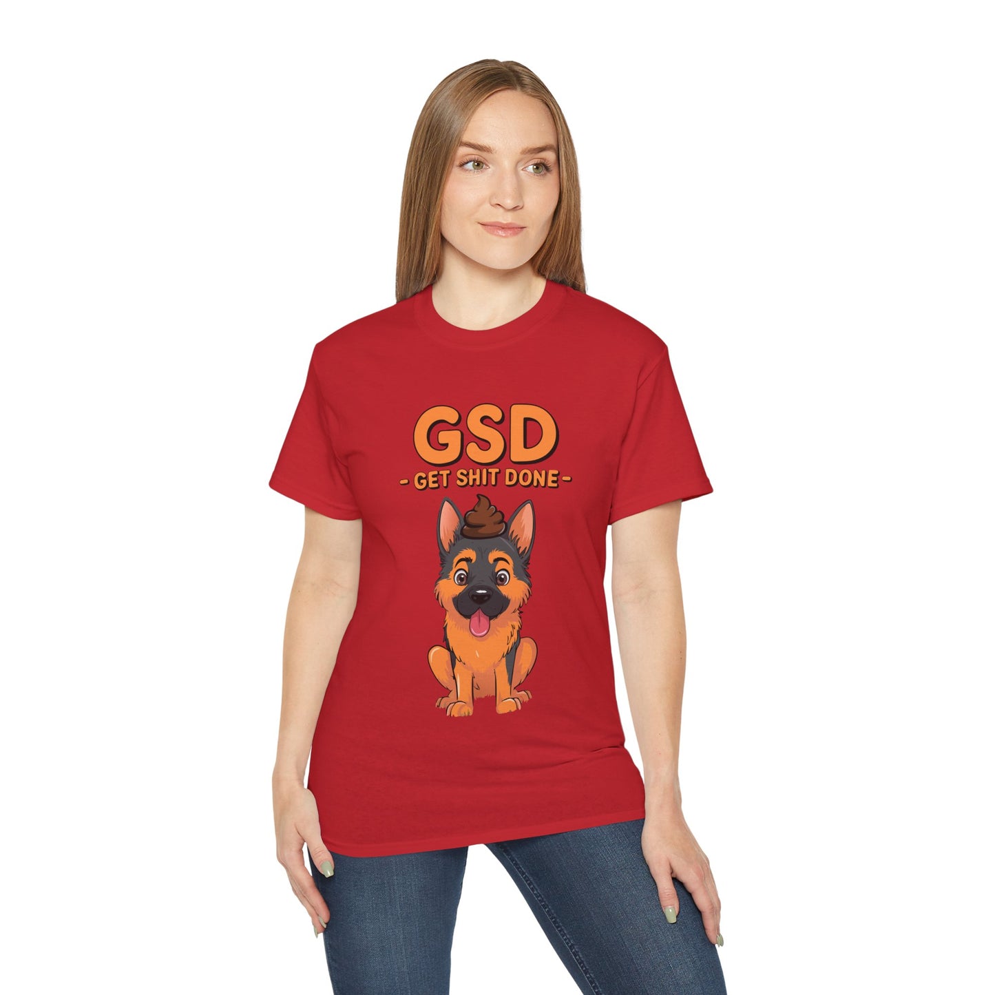 Organic T-Shirt - Cute German Shepherd Cartoon Get Shit Done New Year Motivation