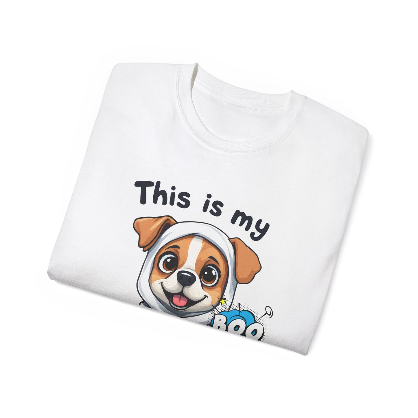 Cute Funny Dog Cartoon This is My Scary Halloween Costume Unisex Organic T-Shirt