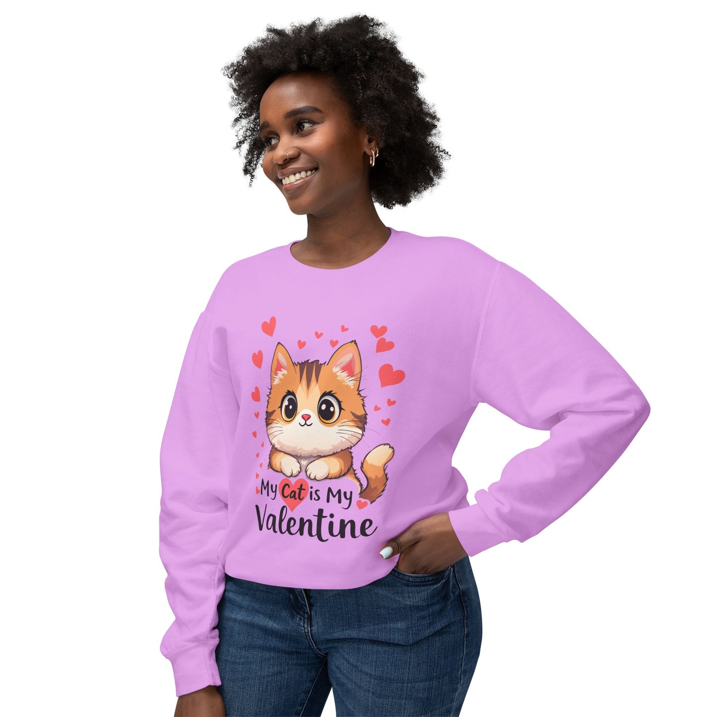 Cartoon Cat Valentine Crewneck Sweatshirt