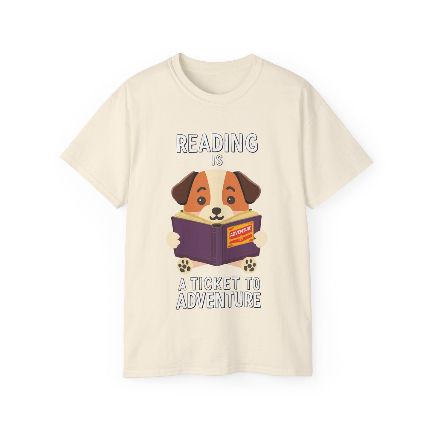 Cute Cartoon Reading is a Ticket to Adventure Unisex Organic T-Shirt