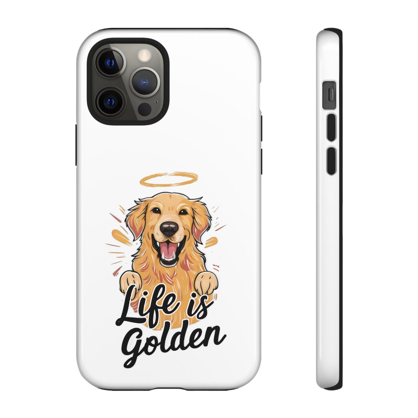 Cute Dog Cartoon Life is Golden iPhone Tough Cases