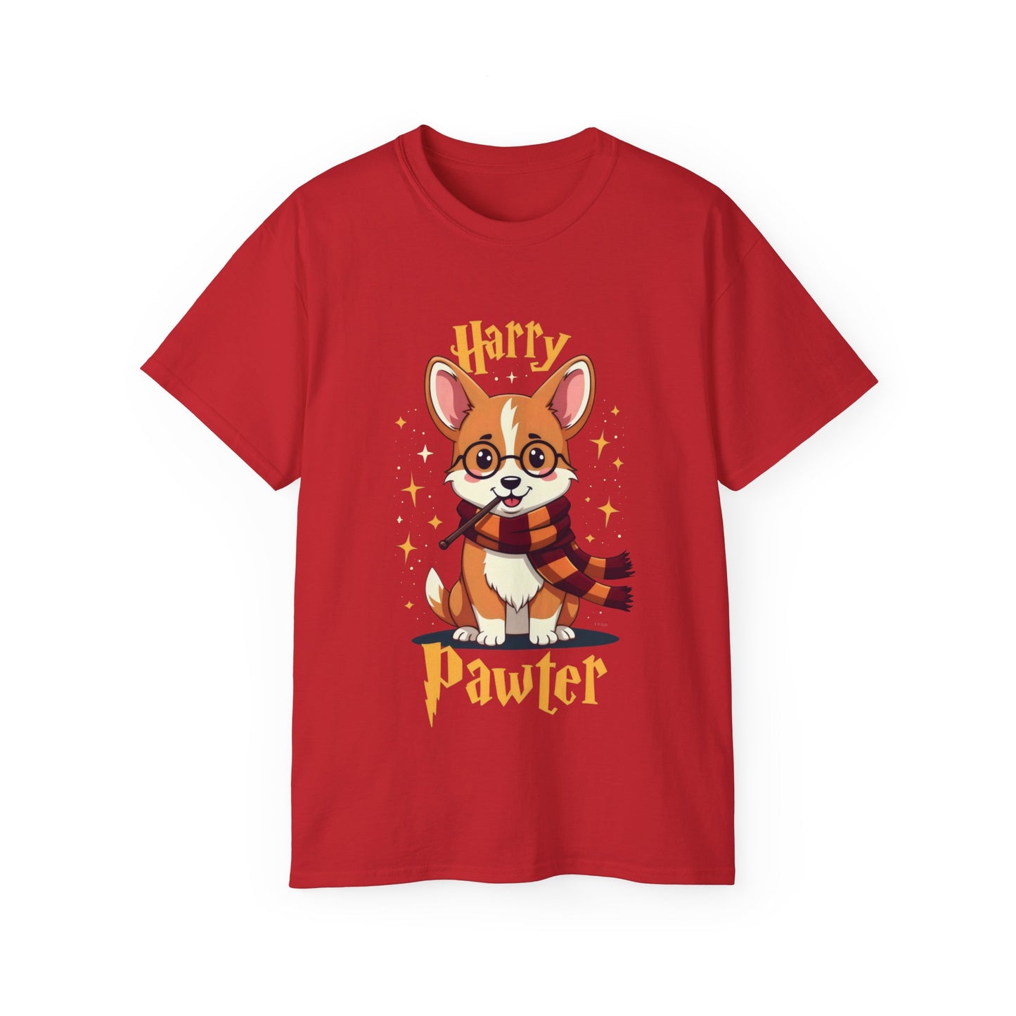 Cute Dog Cartoon Harry Pawter Corgi Unisex Organic T-Shirt