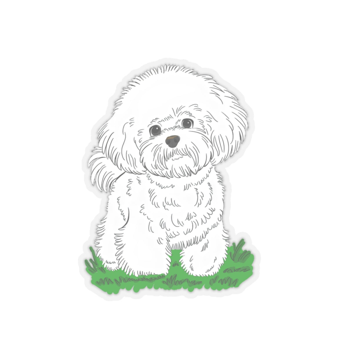 Cute Dog Cartoon Bichon Frise Poodle Kiss-cut Stickers