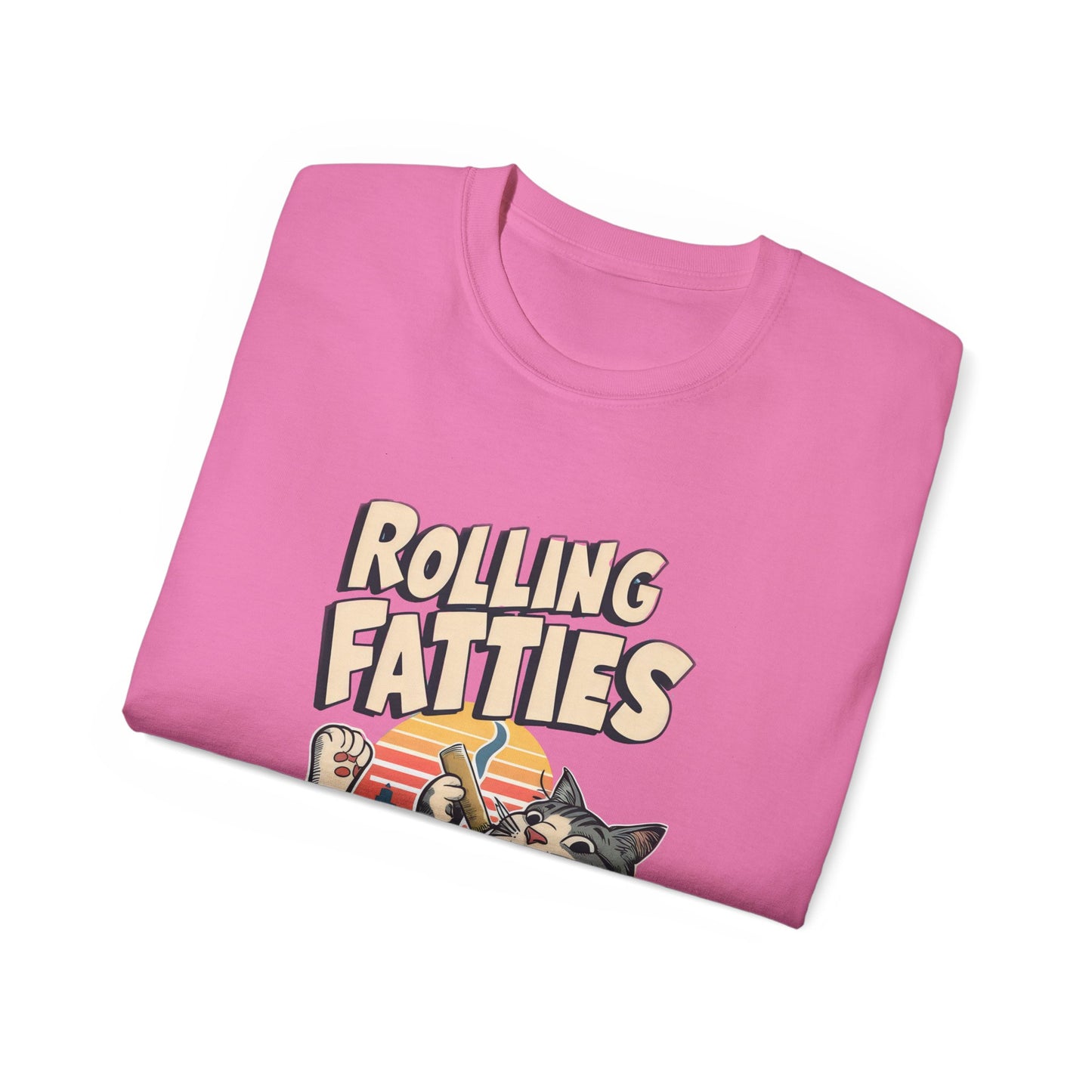 Cute Cat Cartoon Rolling Fatties Unisex Organic T-Shirt