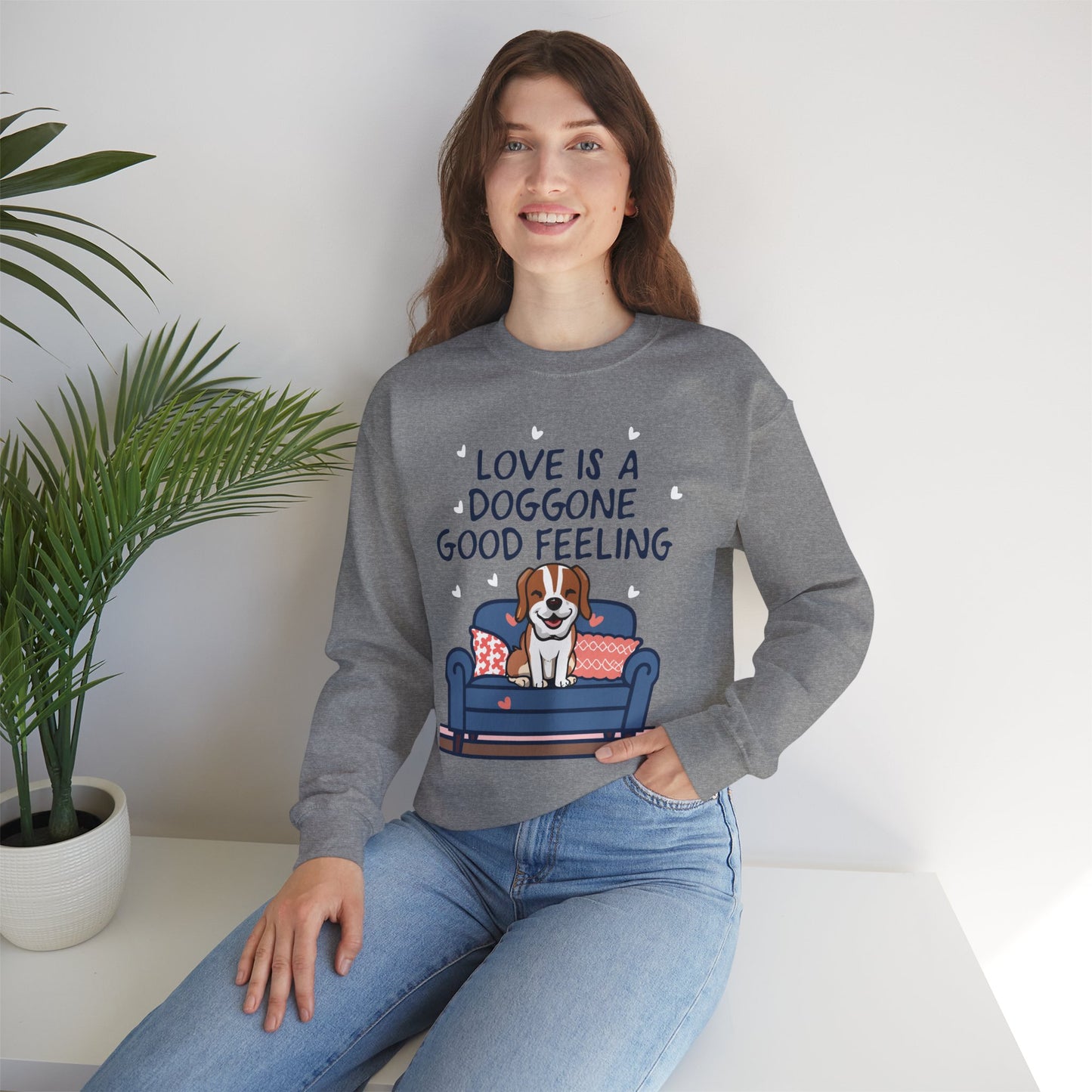 Cute Dog Cartoon Valentine's Day Meme Crewneck Sweatshirt