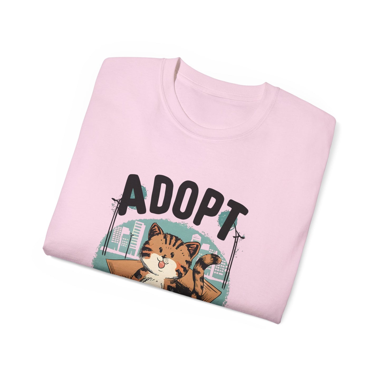 Cute Cat Cartoon Adopt a Street Cat Unisex Organic T-Shirt