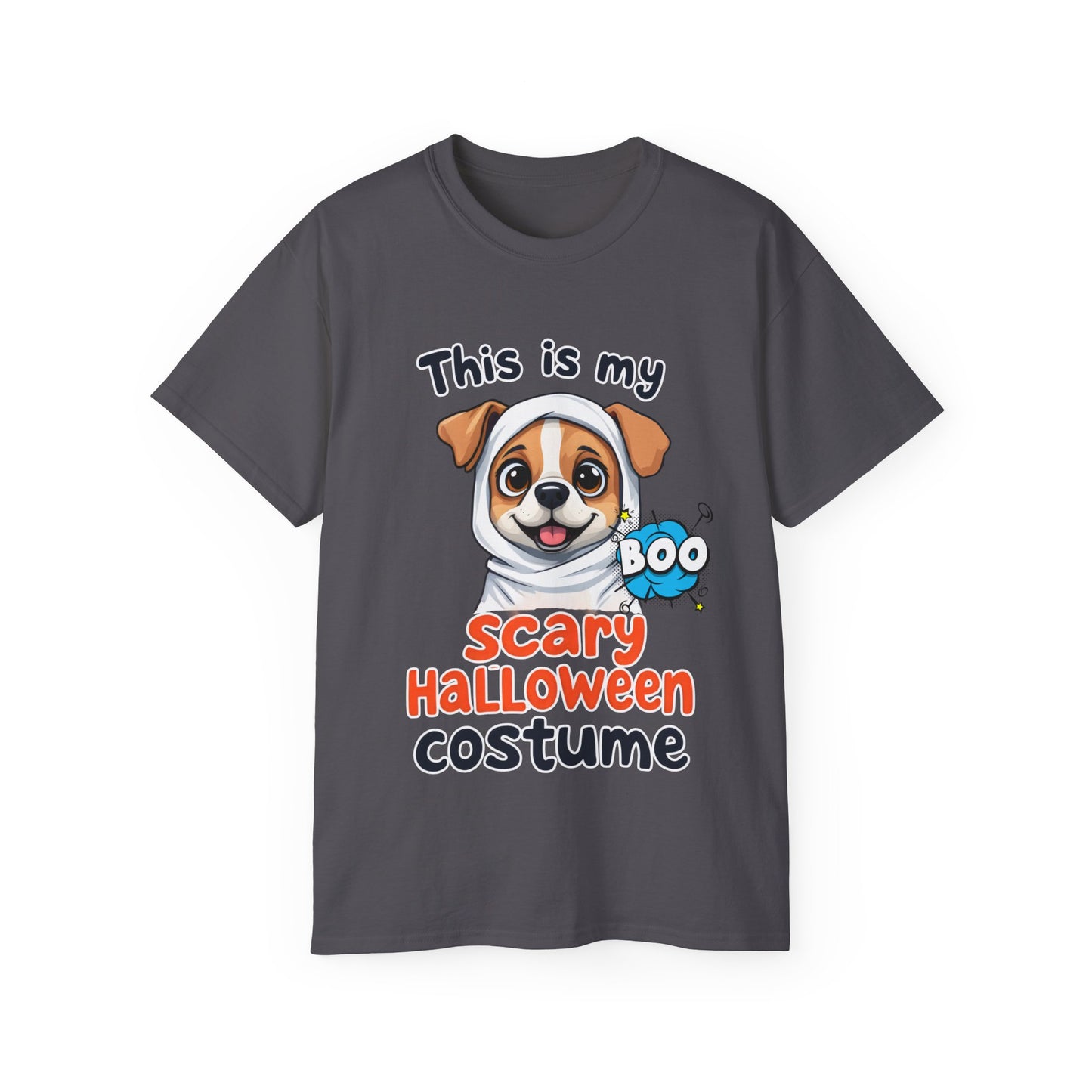 Cute Funny Dog Cartoon This is My Scary Halloween Costume Unisex Organic T-Shirt