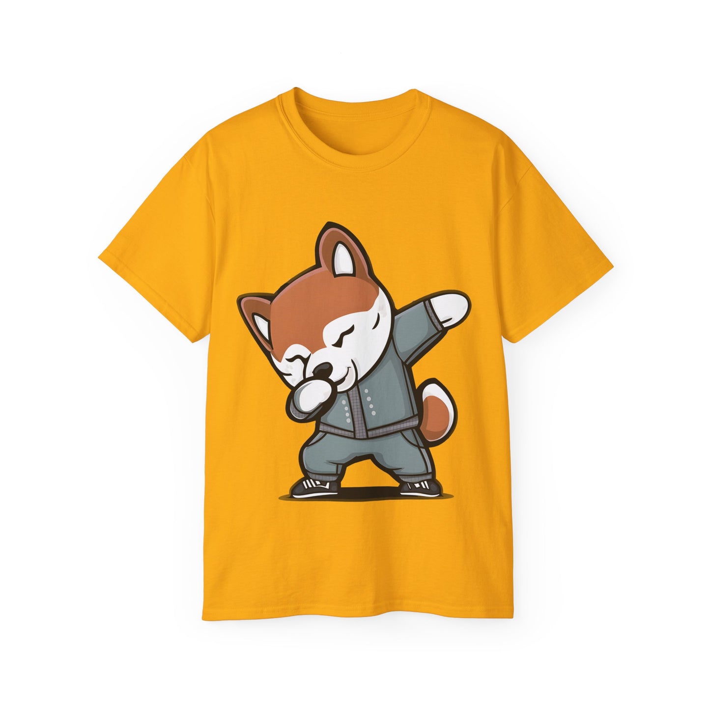 Cute Dog Cartoon Dabbing Shiba Unisex Organic T-Shirt