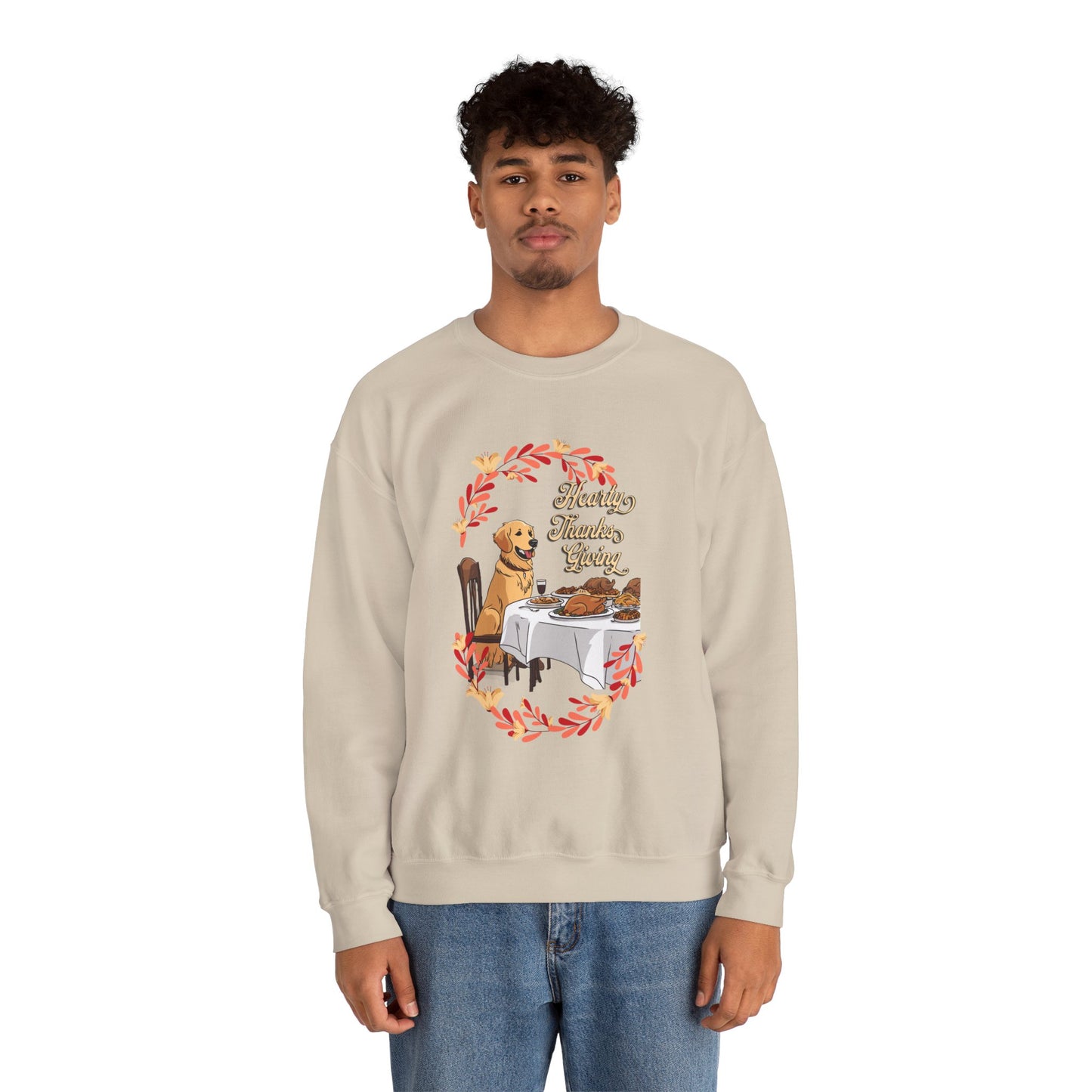 Golden Retriever Hearty Thanksgiving Unisex Crewneck Sweatshirt