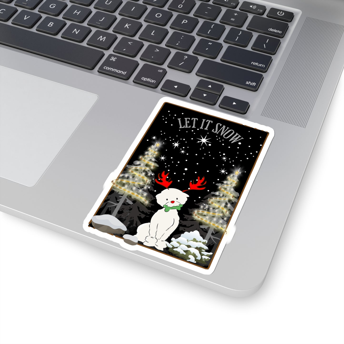 Cute Let It Snow Dog Christmas Kiss-cut Stickers