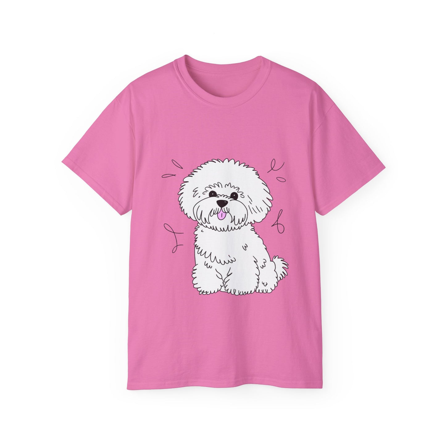 Cute Dog Cartoon Bichon Frise Poodle Unisex Organic T-Shirt