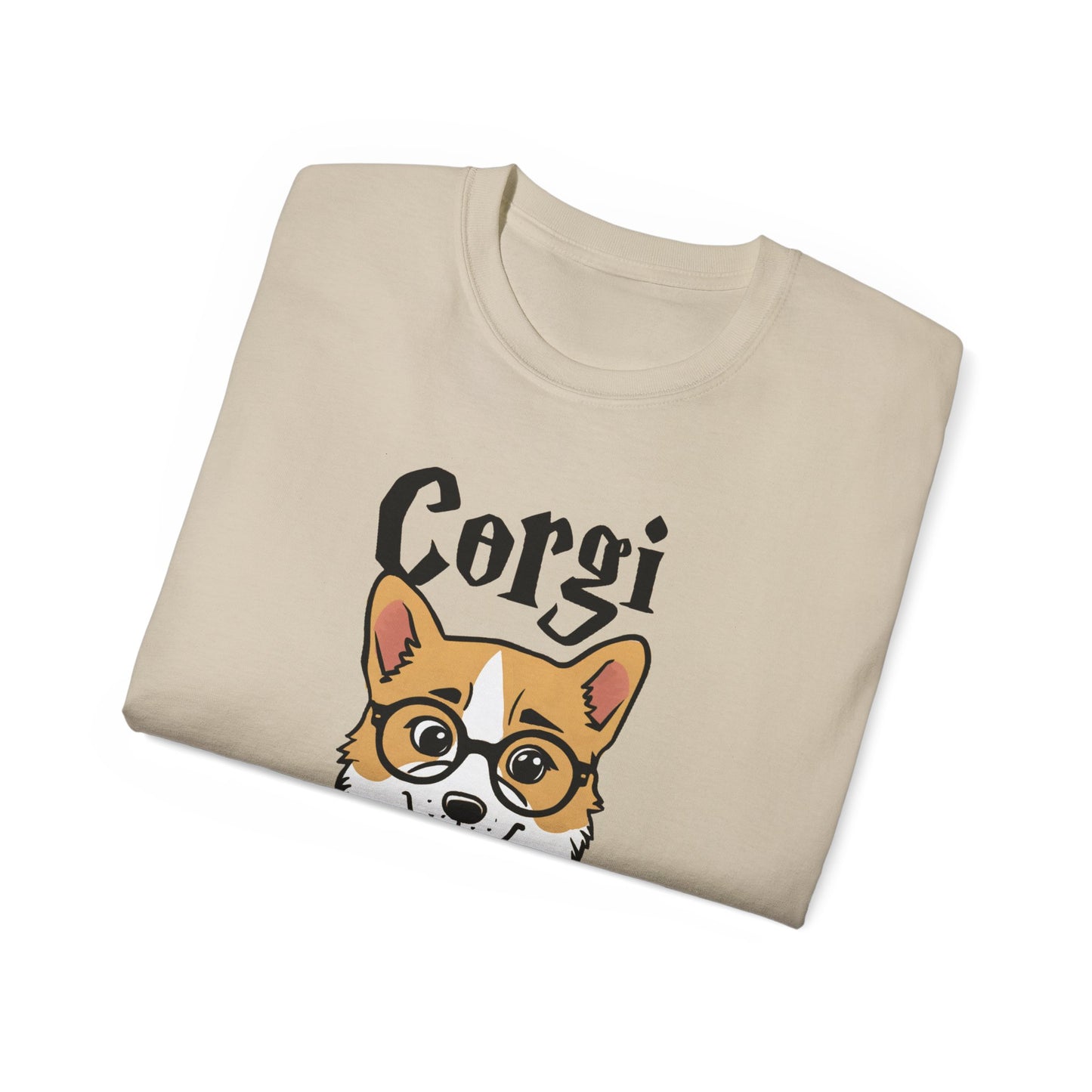 Cute Dog Cartoon Corgi Potter Unisex Organic T-Shirt