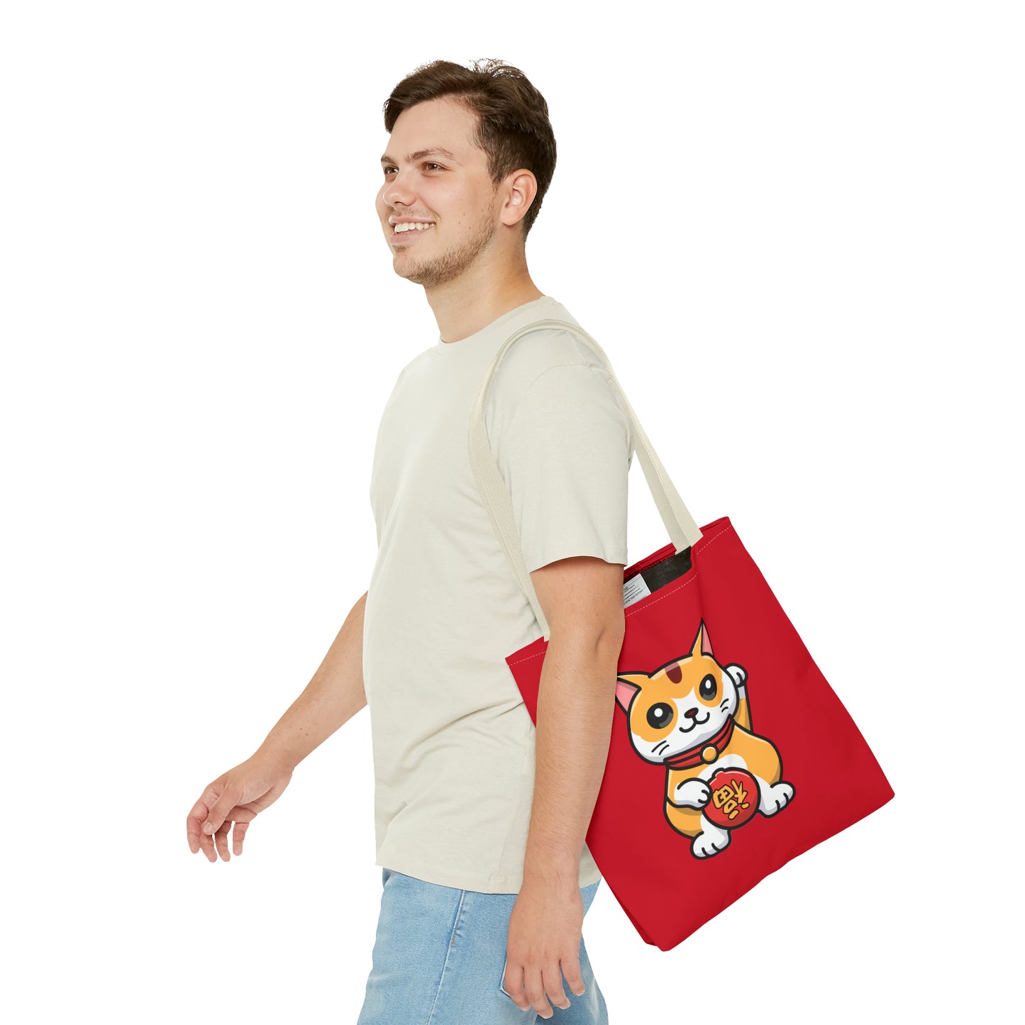 Cute Japanese Lucky Cat Cartoon Chinese New Year Tote Bag