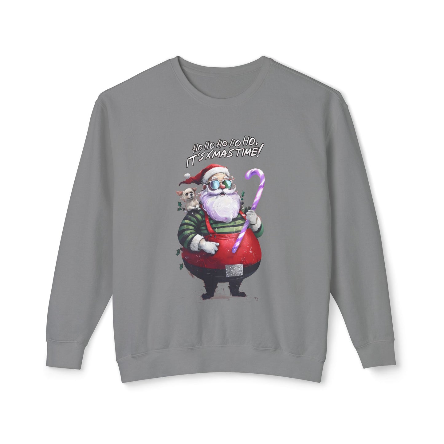 Cute Cartoon Santa and Dog Christmas Crewneck Sweatshirt