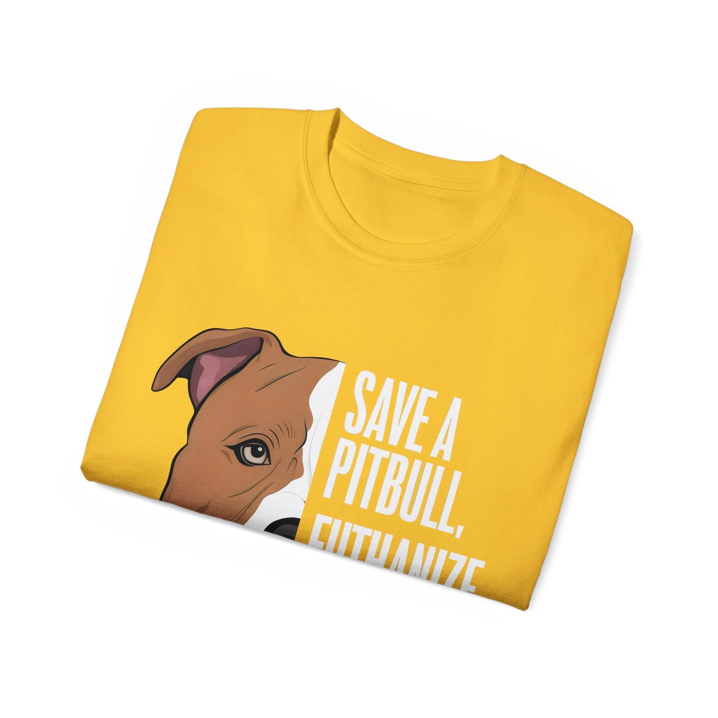 Cute Cartoon Save a Pitbull Euthanize a Dog Fighter Unisex Organic T-Shirt