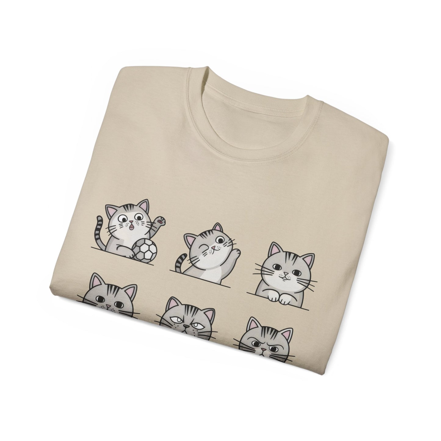 Nine Cute Cats Cartoon Organic T-Shirt