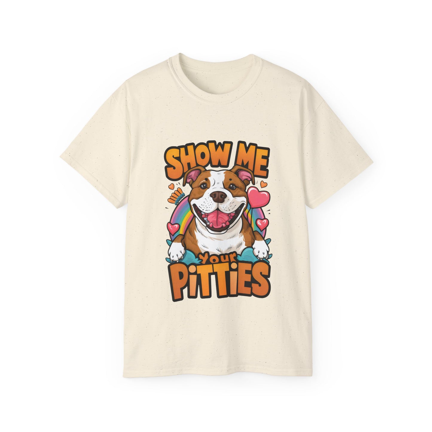 Cute Funny Dog Cartoon Show Me Your Pitties Meme Unisex Organic T-Shirt