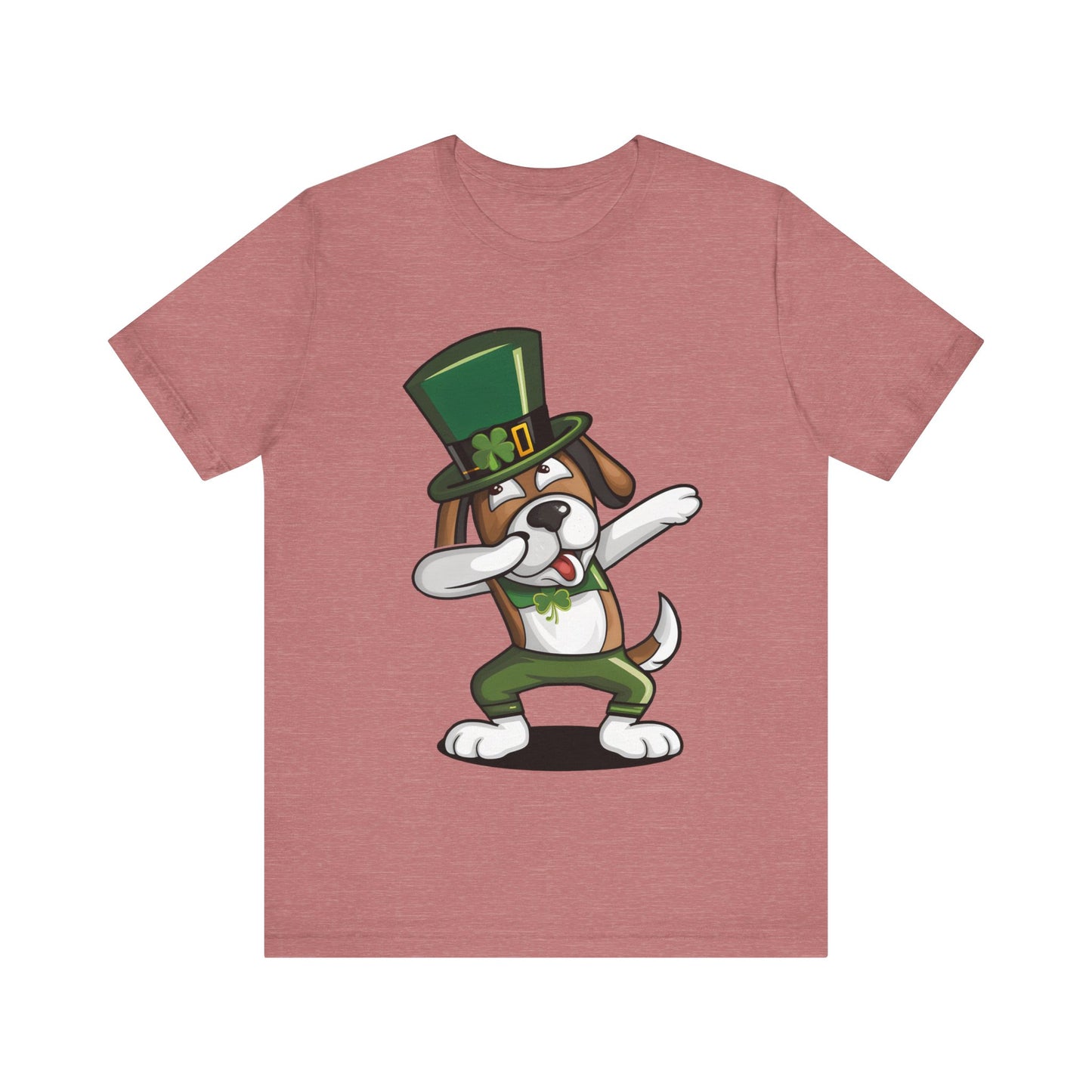 Cute Cartoon St Patrick's Day Dog Dabbing Unisex Jersey Short Sleeve Tee