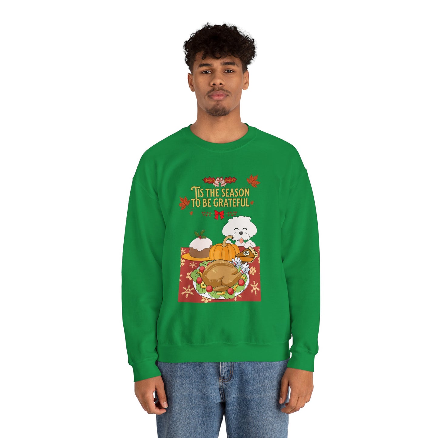 Tis the Season to be Grateful Thanksgiving Unisex Crewneck Sweatshirt