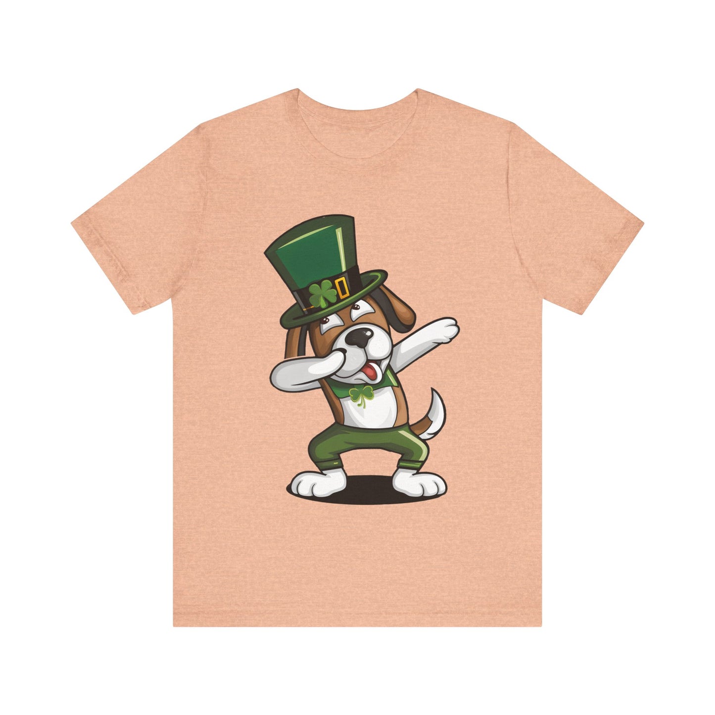 Cute Cartoon St Patrick's Day Dog Dabbing Unisex Jersey Short Sleeve Tee